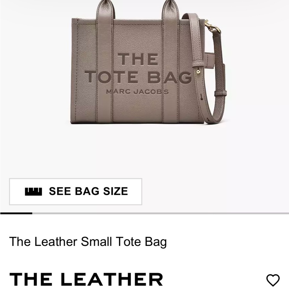 NWT Marc Jacobs Leather Small Tote, grey gray color, officially called cement